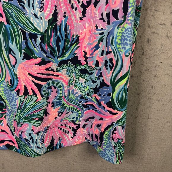 Lilly Pulitzer Dress Womens Medium Multicolor Pima Cotton Sea Life 3/4 Sleeve - Picture 12 of 16